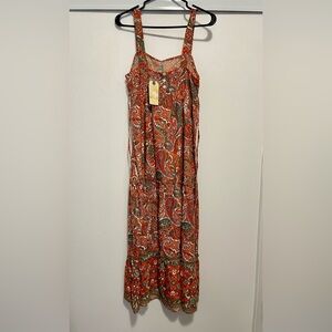 Band of the Free Orange Multi Print Tiered Maxi Dress